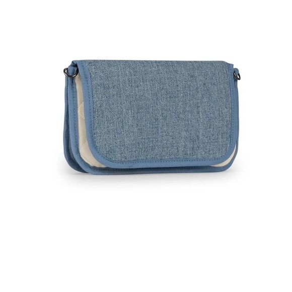 Stylish Blue Denim Crossbody Bag Small Wallet on Chain - NWT White Vegan Leather - Picture 7 of 9